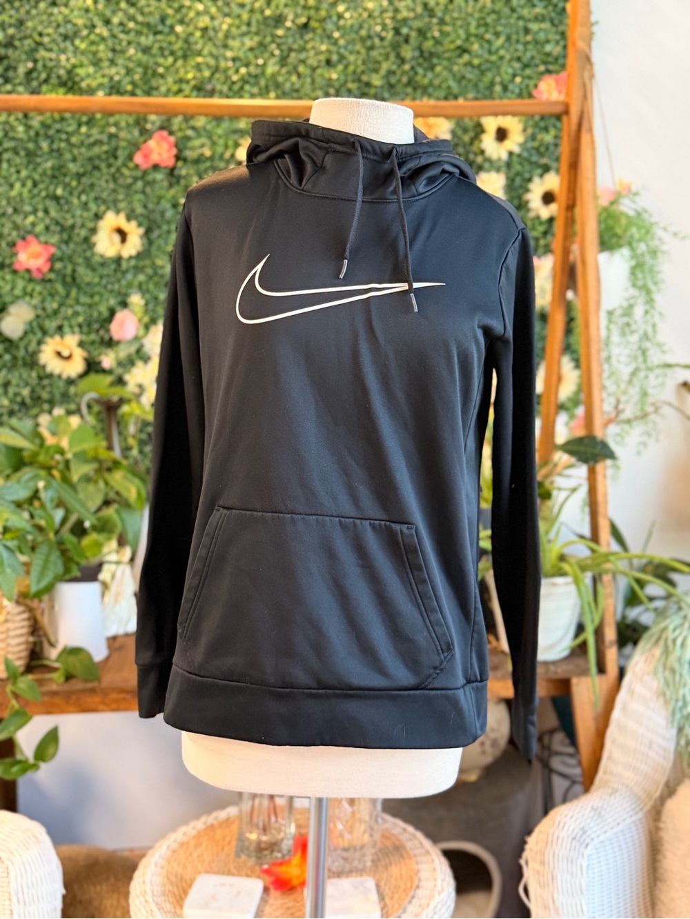 Nike Black Hoodie with White Swoosh